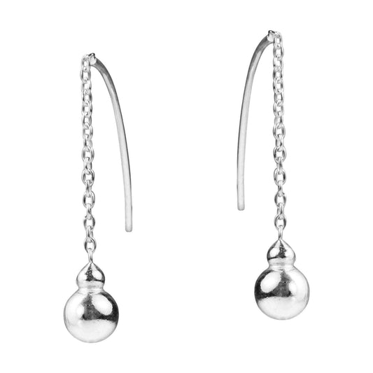 Handmade Shiny Ball on Thread Slide Through .925 Silver Earrings (Thailand) UK