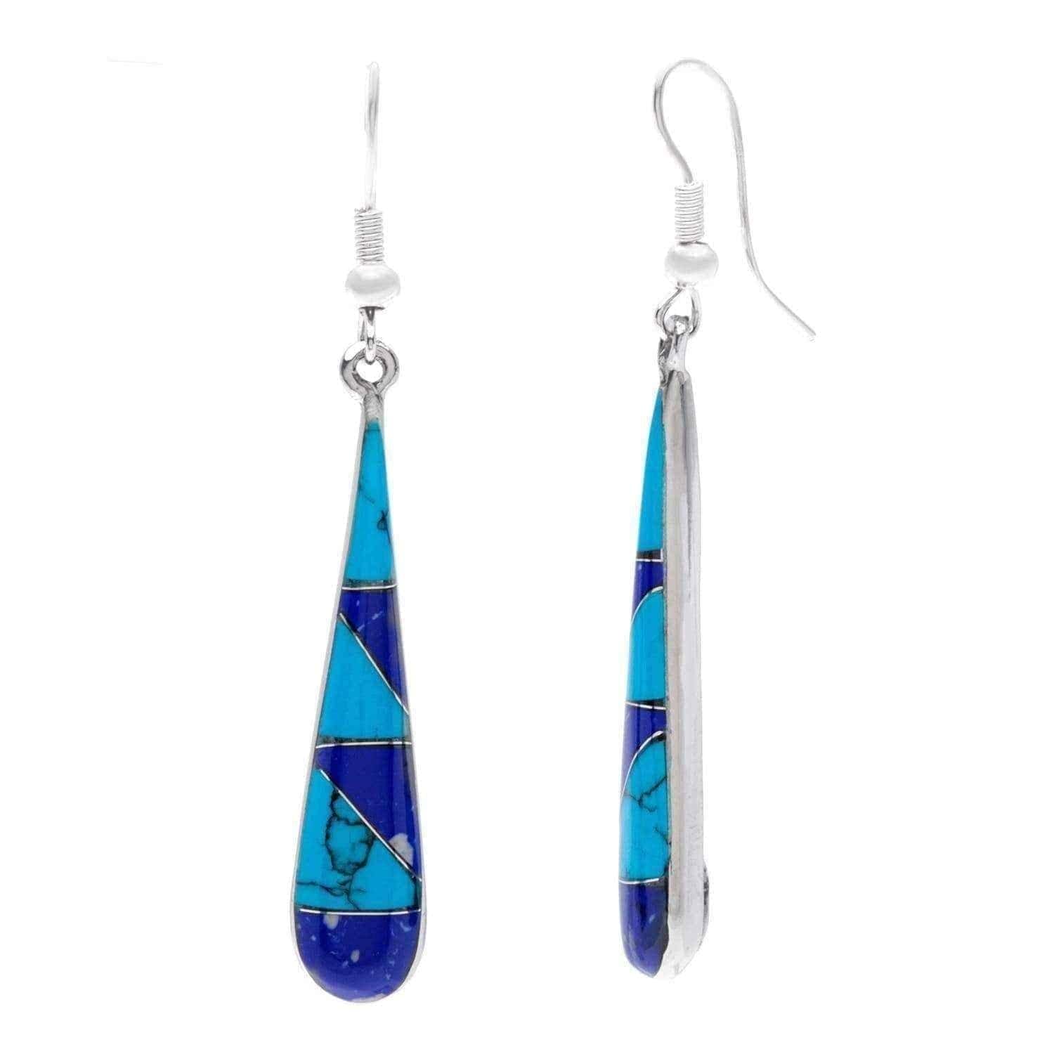 Handmade Silver Turquoise 'Too Blue' Teardrop Earrings (Mexico) UK