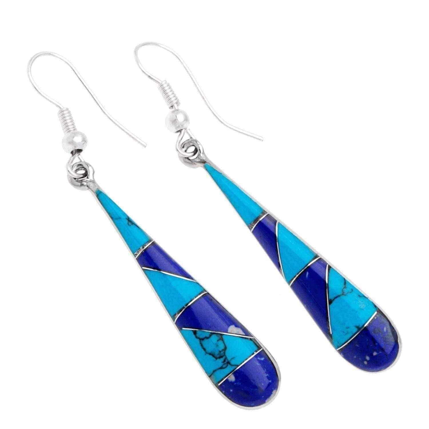 Handmade Silver Turquoise 'Too Blue' Teardrop Earrings (Mexico) UK