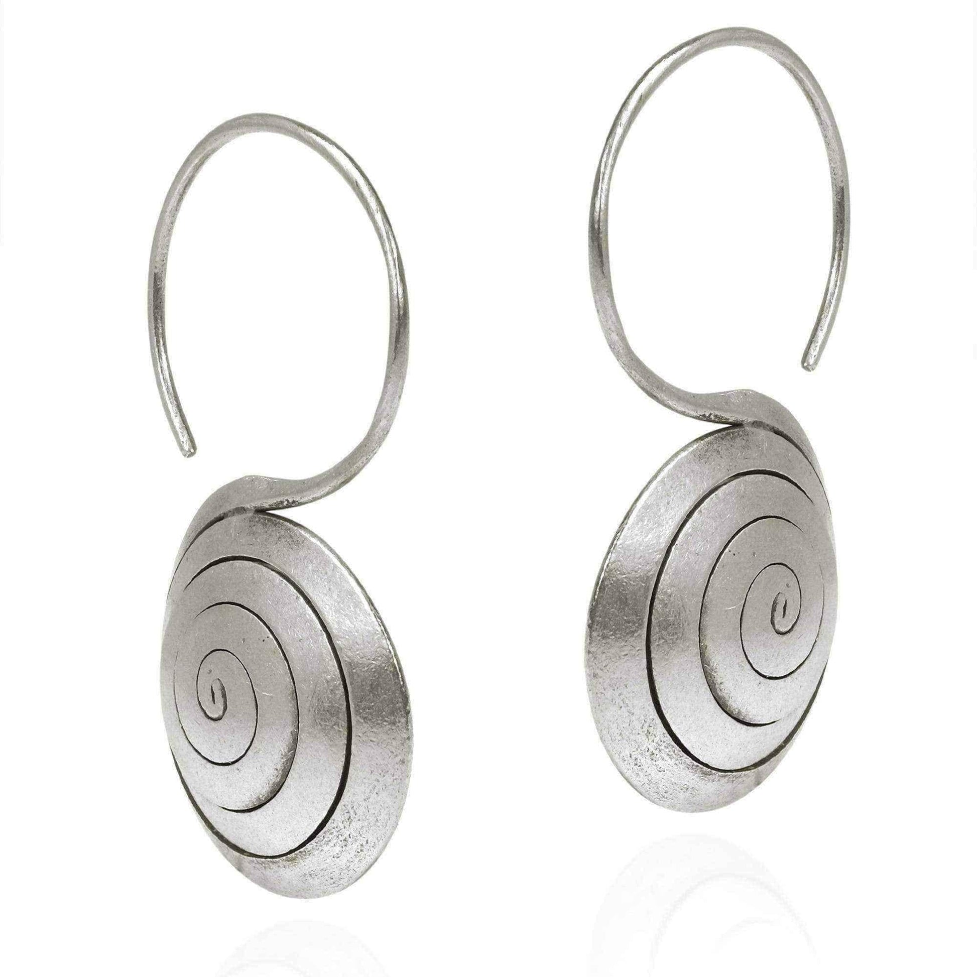 Handmade Spiral Rolled Hook Hoop Hill Tribe Silver Earrings (Thailand) UK