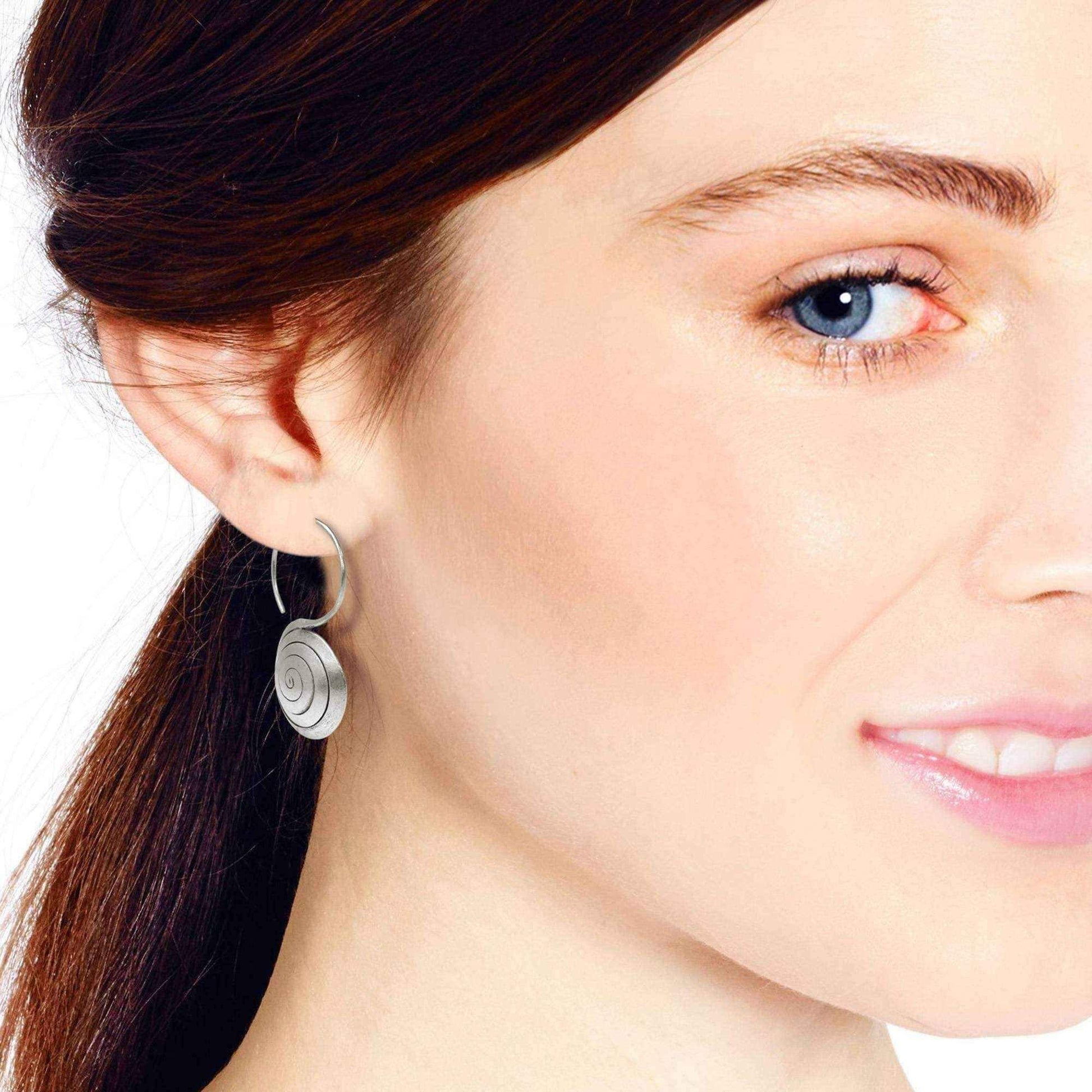 Handmade Spiral Rolled Hook Hoop Hill Tribe Silver Earrings (Thailand) UK