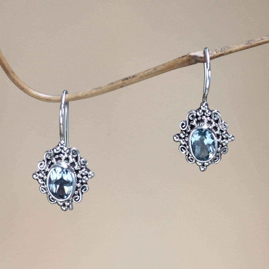 Handmade Sterling Silver 'Balinese Elegance' Topaz Earrings (Indonesia) UK