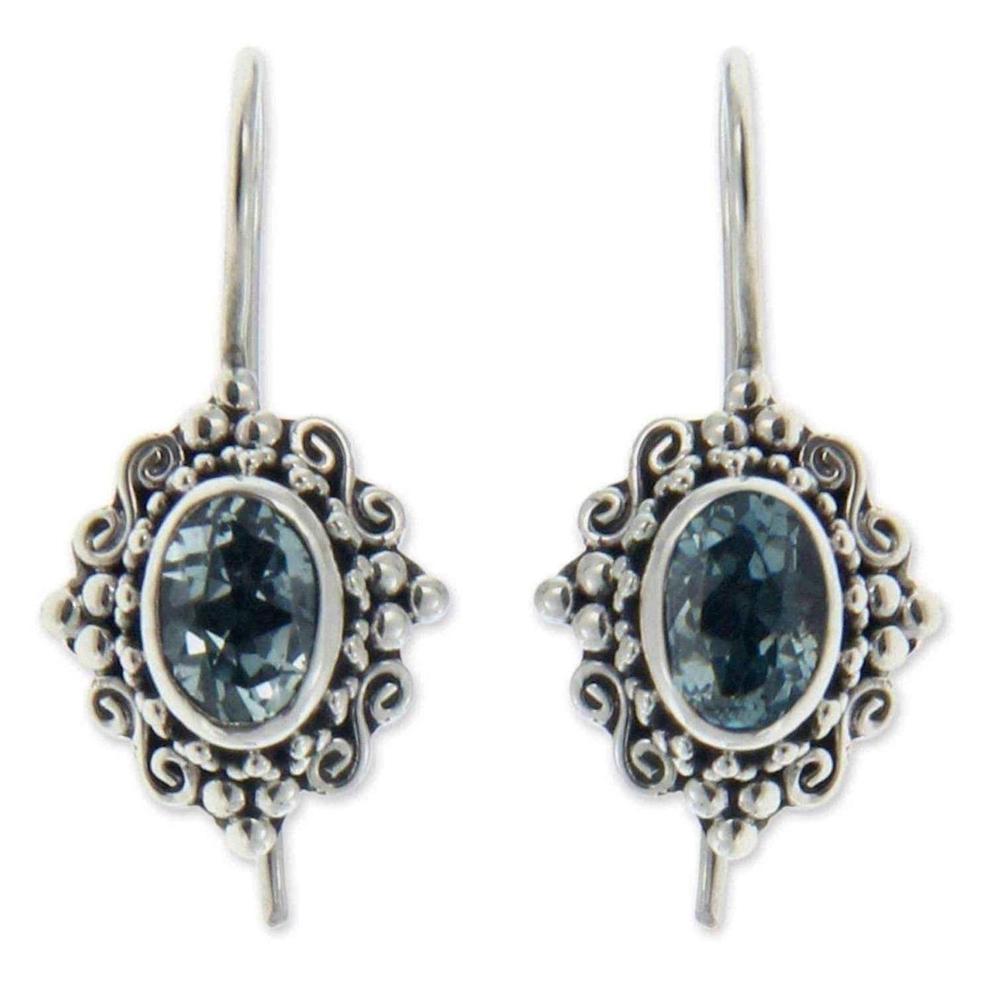 Handmade Sterling Silver 'Balinese Elegance' Topaz Earrings (Indonesia) UK
