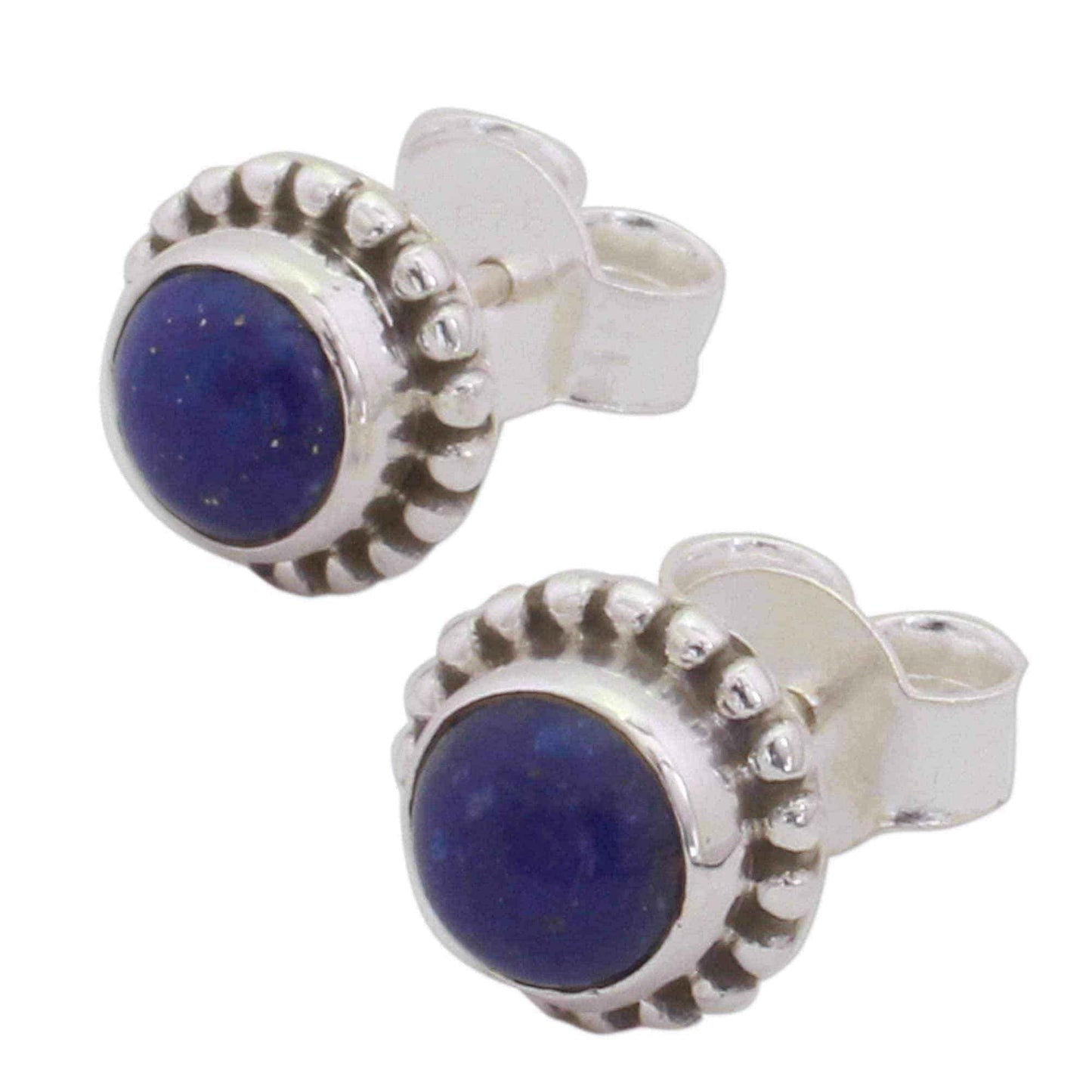 Handmade Sterling Silver 'Blue Globe' Lapis Lazuli Earrings (India) UK