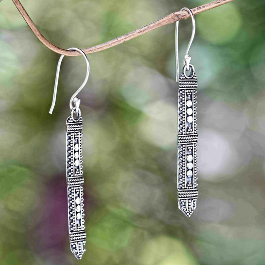 Handmade Sterling Silver 'Borneo Scepter' Earrings (Indonesia) UK