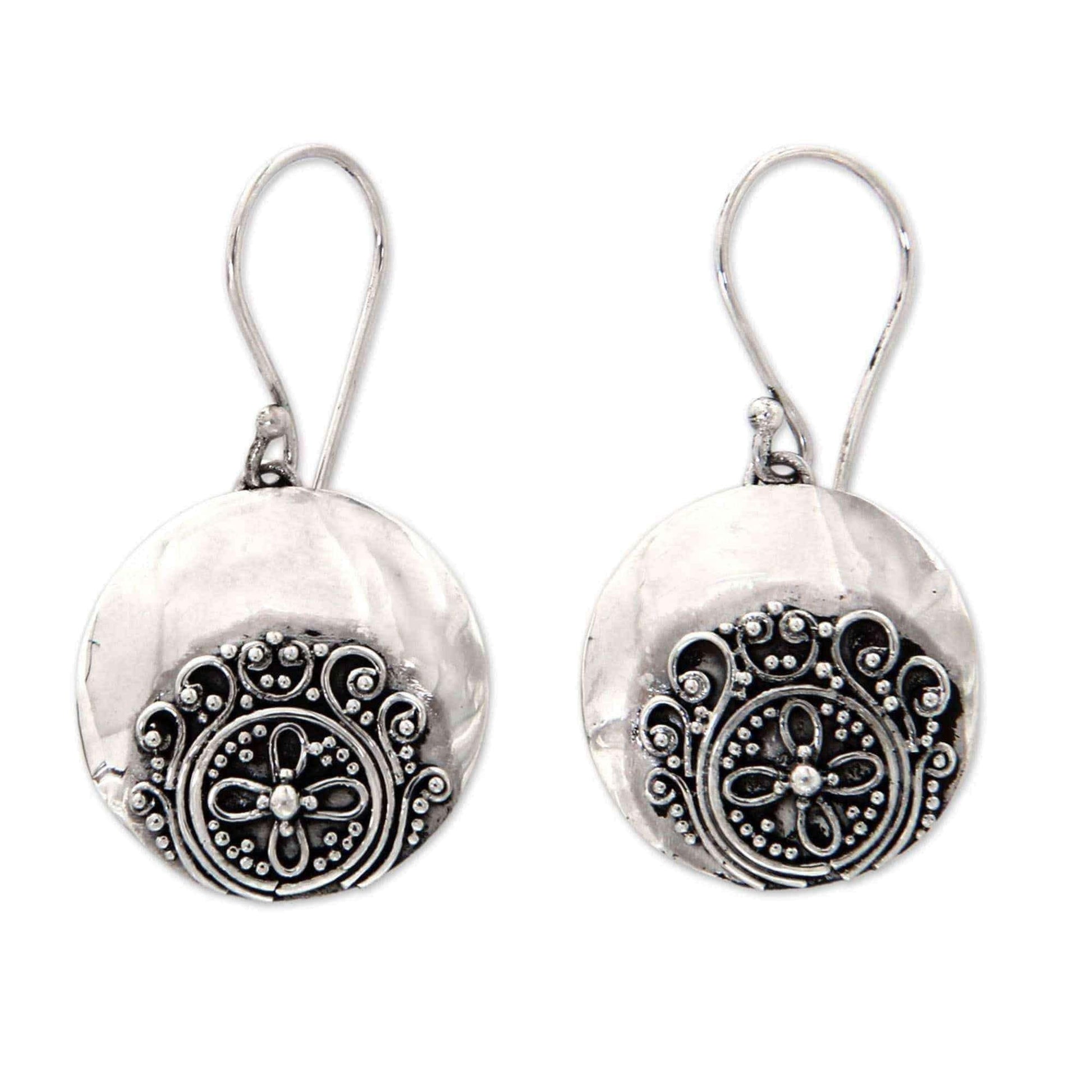 Handmade Sterling Silver 'Candidasa Beach Blossom' Earrings (Indonesia) UK