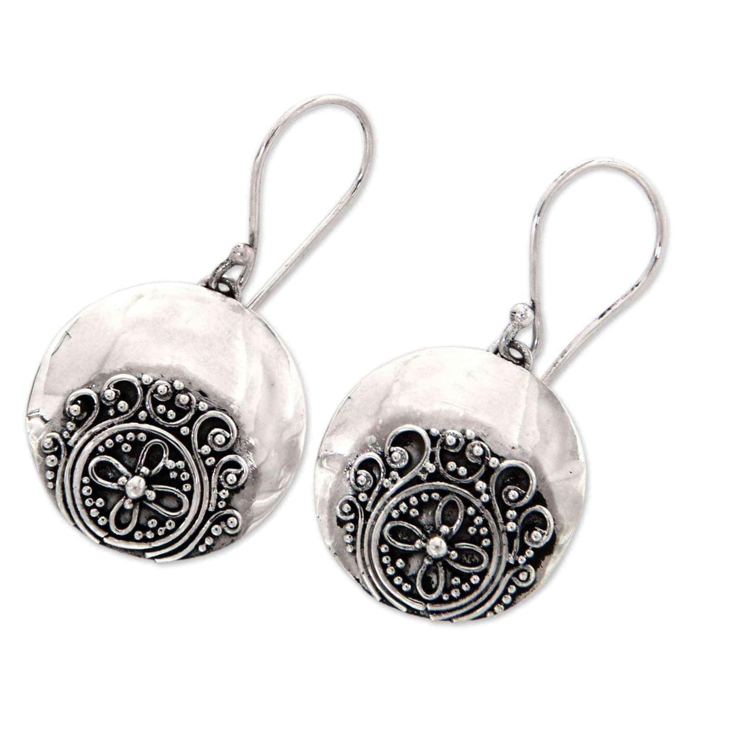 Handmade Sterling Silver 'Candidasa Beach Blossom' Earrings (Indonesia) UK