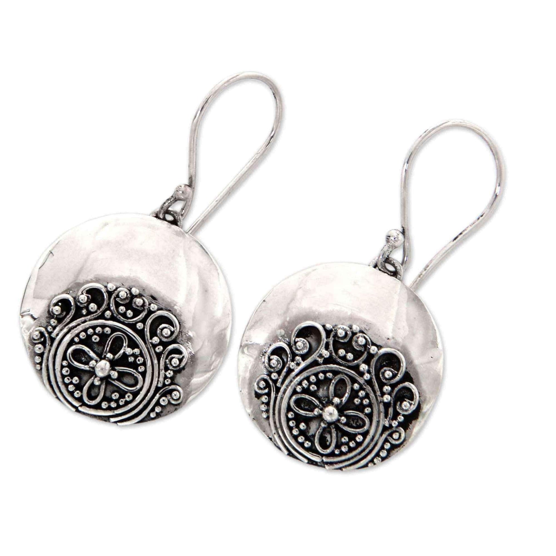 Handmade Sterling Silver 'Candidasa Beach Blossom' Earrings (Indonesia) UK