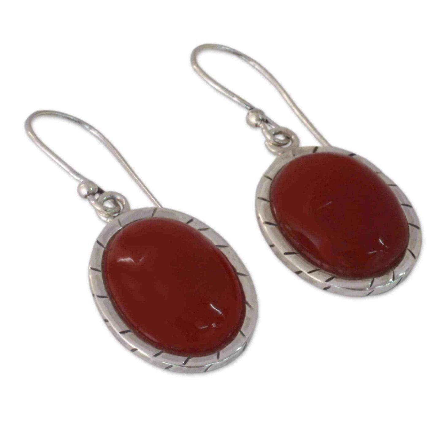 Handmade Sterling Silver 'Captivating Sunset' Carnelian Earrings (India) UK