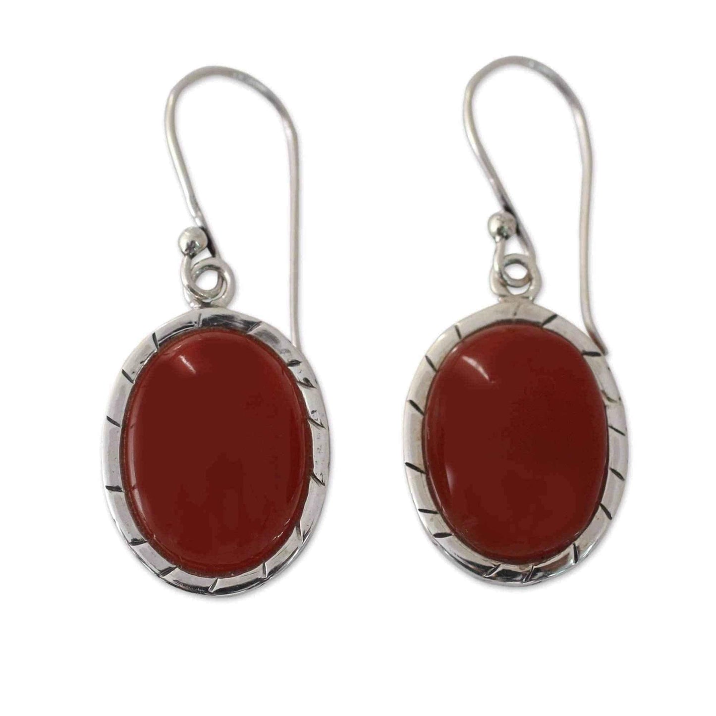 Handmade Sterling Silver 'Captivating Sunset' Carnelian Earrings (India) UK