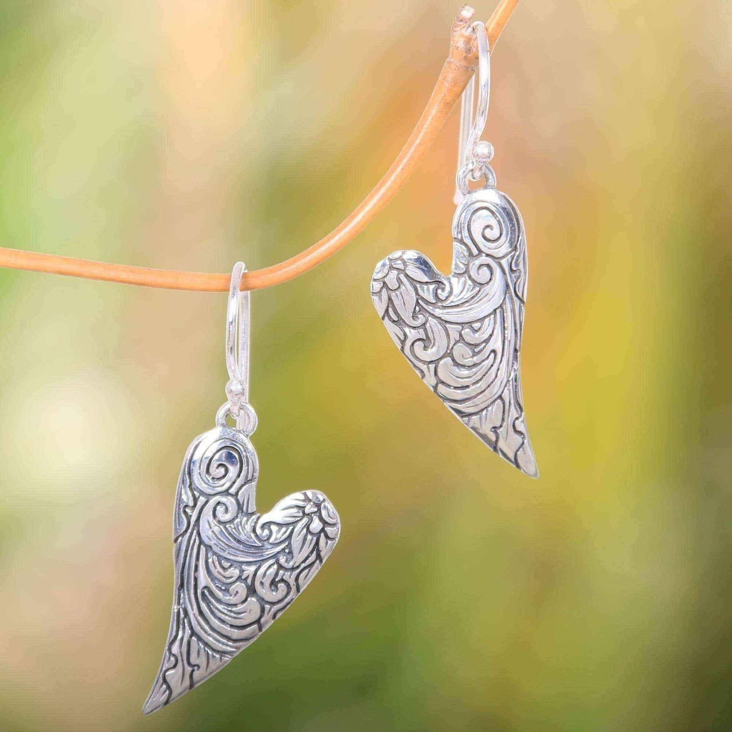 Handmade Sterling Silver 'Dove Wings' Earrings (Indonesia) UK