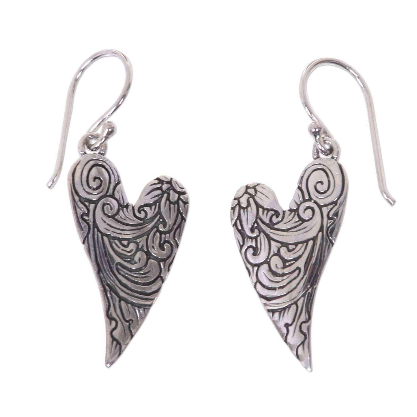 Handmade Sterling Silver 'Dove Wings' Earrings (Indonesia) UK