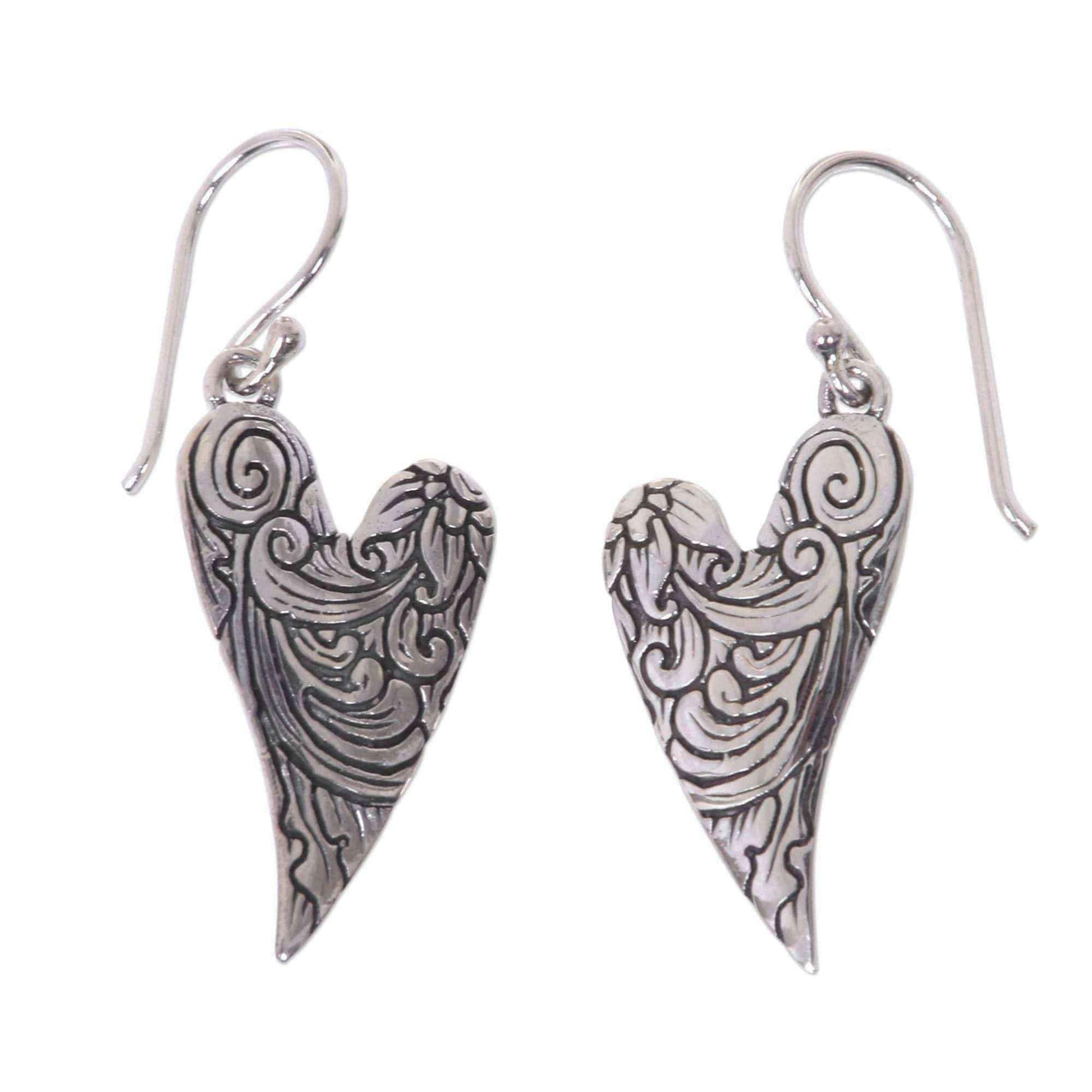 Handmade Sterling Silver 'Dove Wings' Earrings (Indonesia) UK
