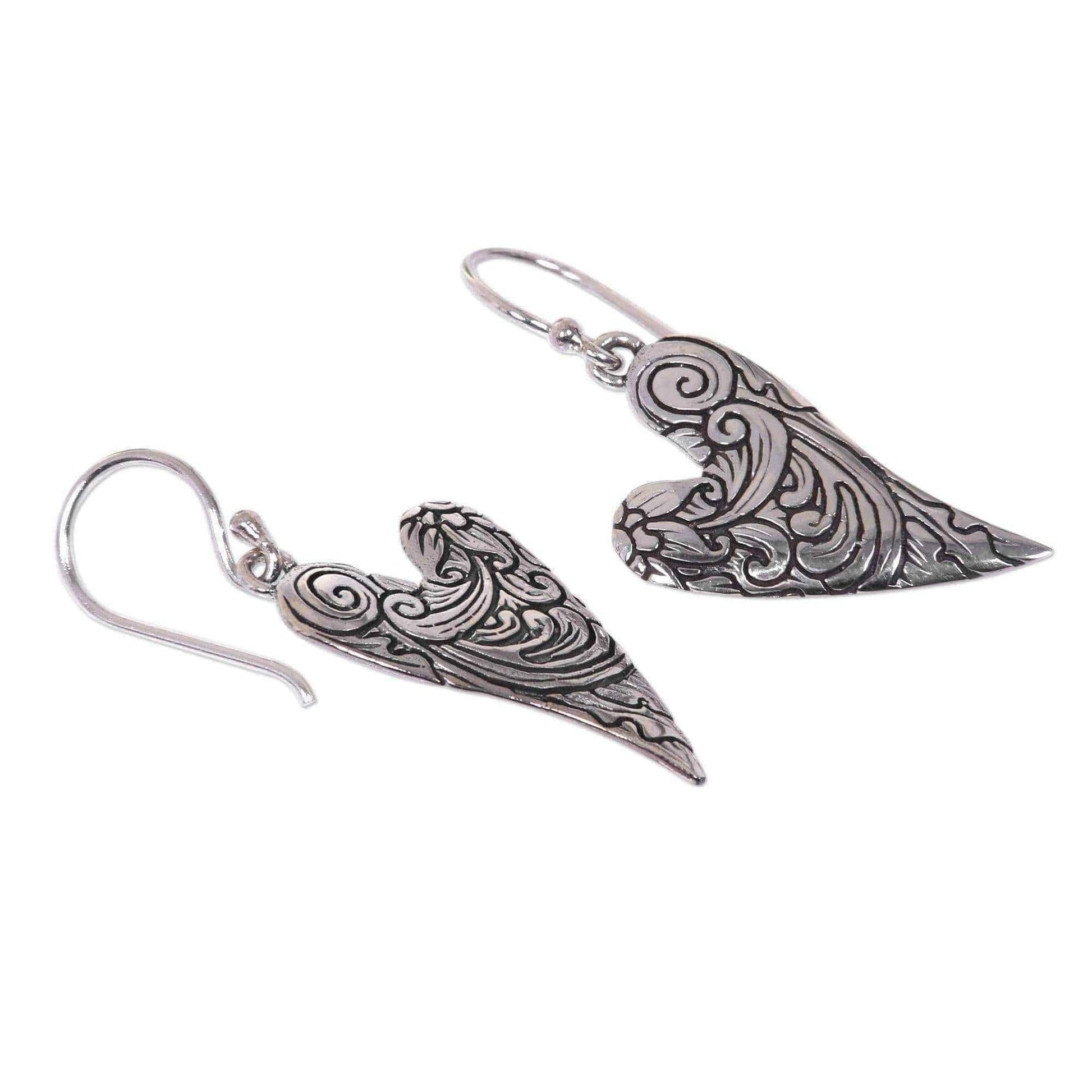 Handmade Sterling Silver 'Dove Wings' Earrings (Indonesia) UK