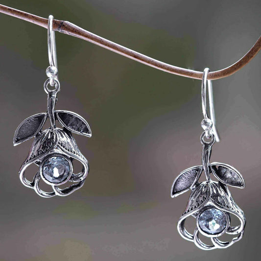 Handmade Sterling Silver 'Eternal Rose' Topaz Earrings (Indonesia) UK