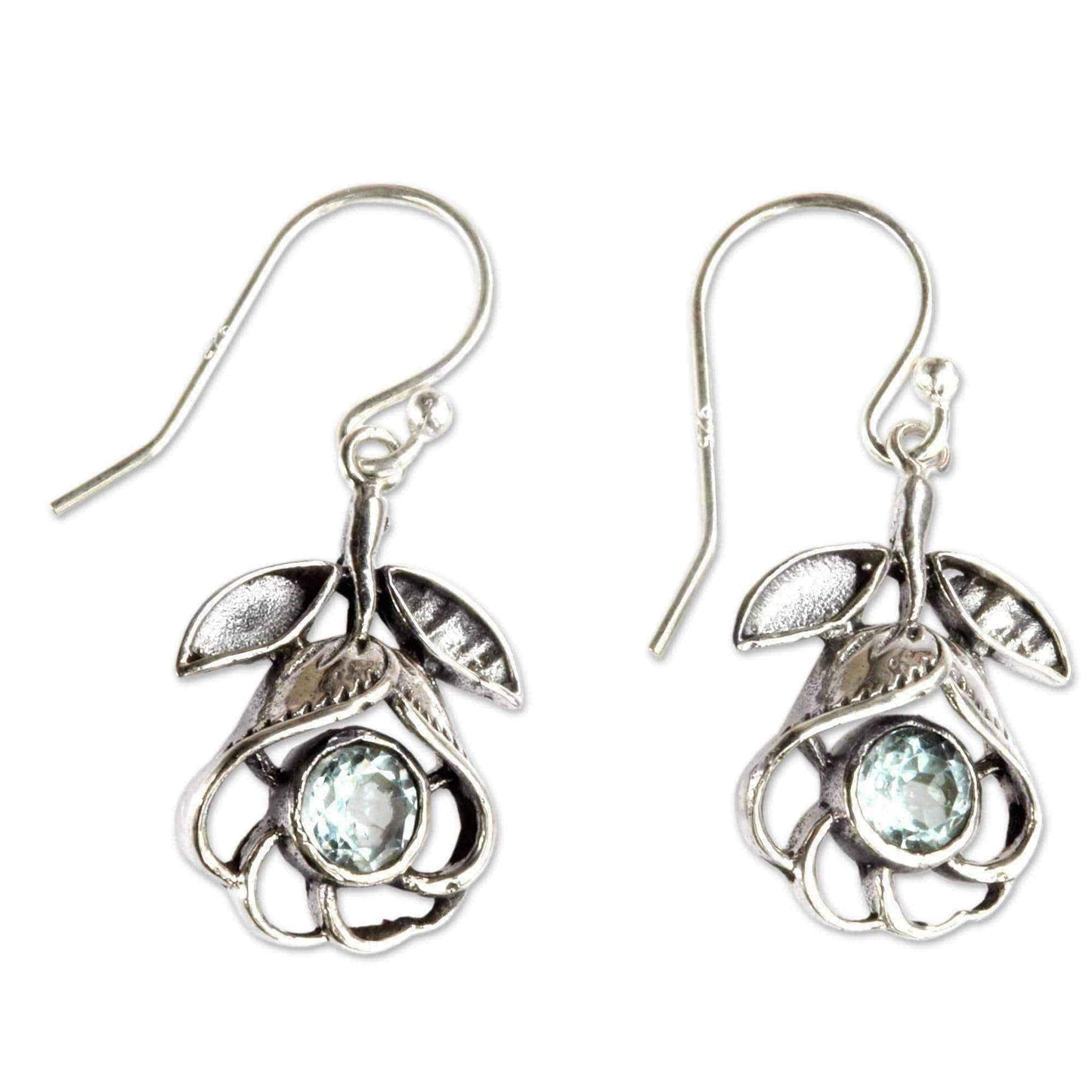 Handmade Sterling Silver 'Eternal Rose' Topaz Earrings (Indonesia) UK