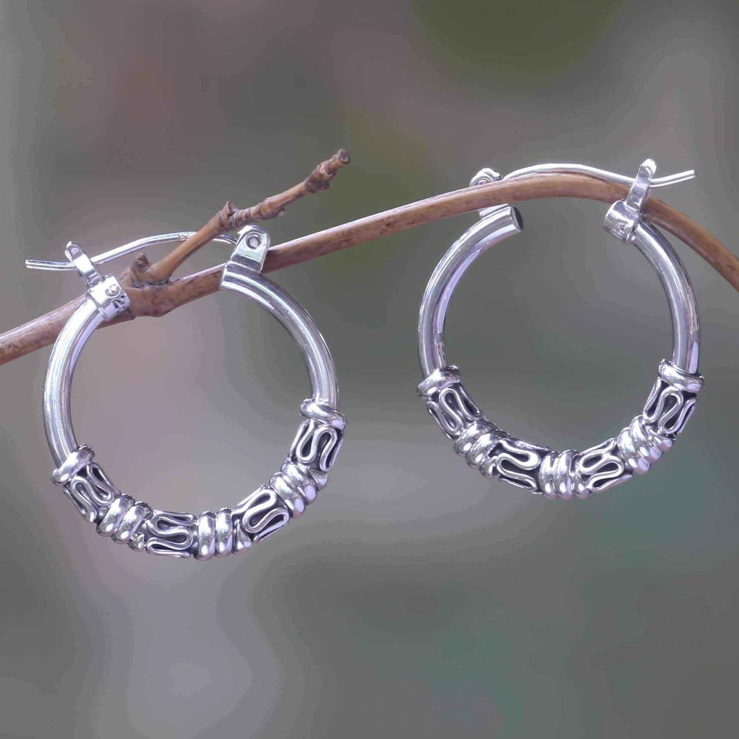 Handmade Sterling Silver 'Festival Moon' Earrings (Indonesia) UK