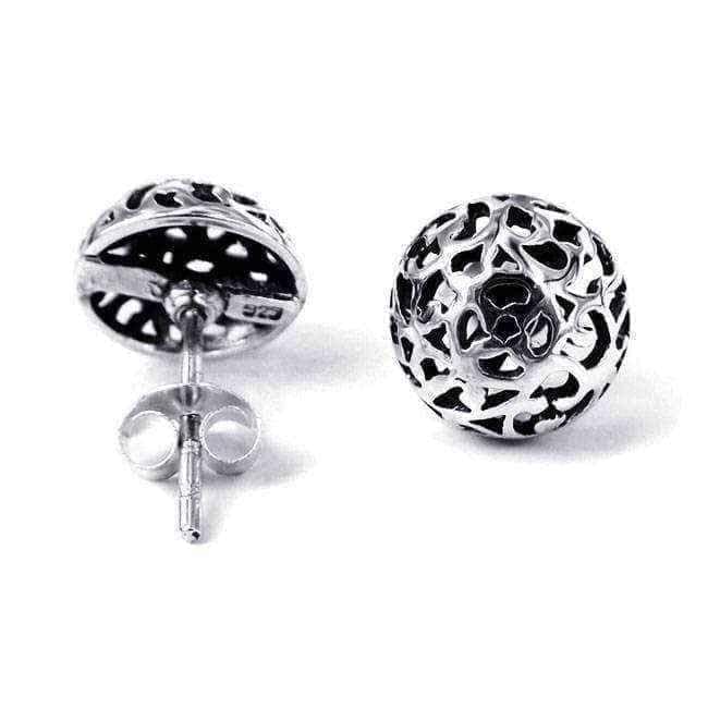 Handmade Sterling Silver Filigree Swirl Dome Post Earrings (Thailand) UK