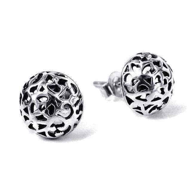 Handmade Sterling Silver Filigree Swirl Dome Post Earrings (Thailand) UK