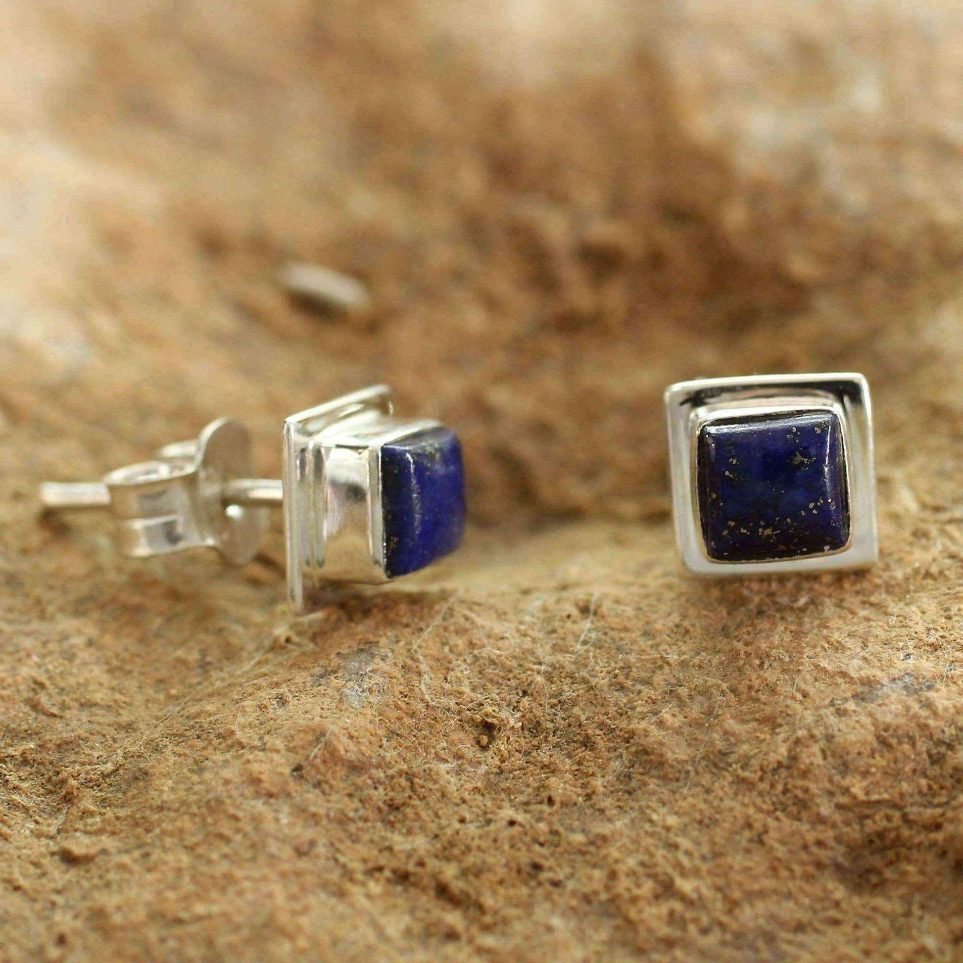 Handmade Sterling Silver 'Hindu Galaxy' Lapis Lazuli Earrings (India) UK