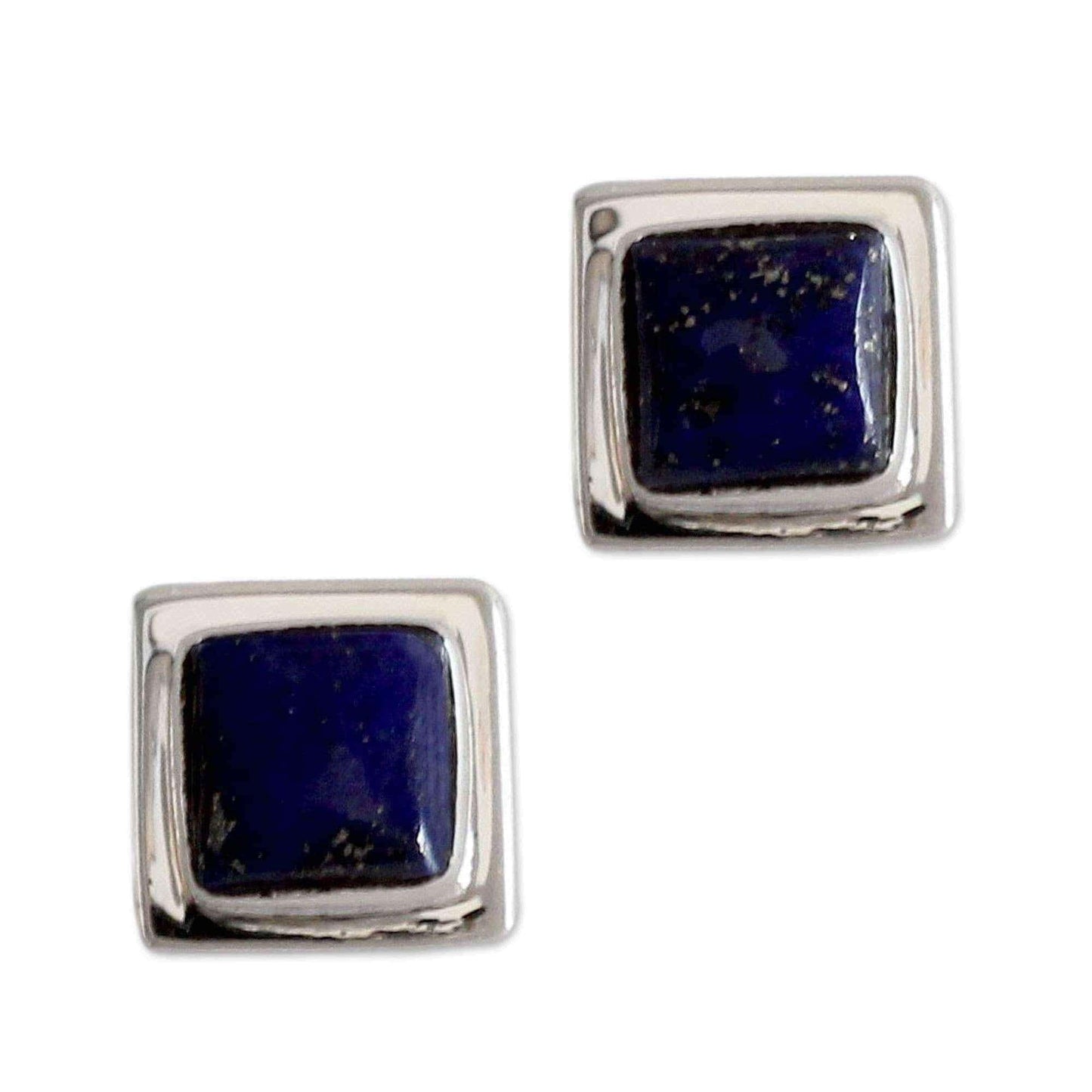 Handmade Sterling Silver 'Hindu Galaxy' Lapis Lazuli Earrings (India) UK