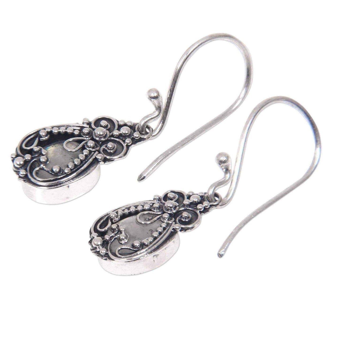 Handmade Sterling Silver 'Moon Flowers' Moonstone Earrings (Indonesia) UK