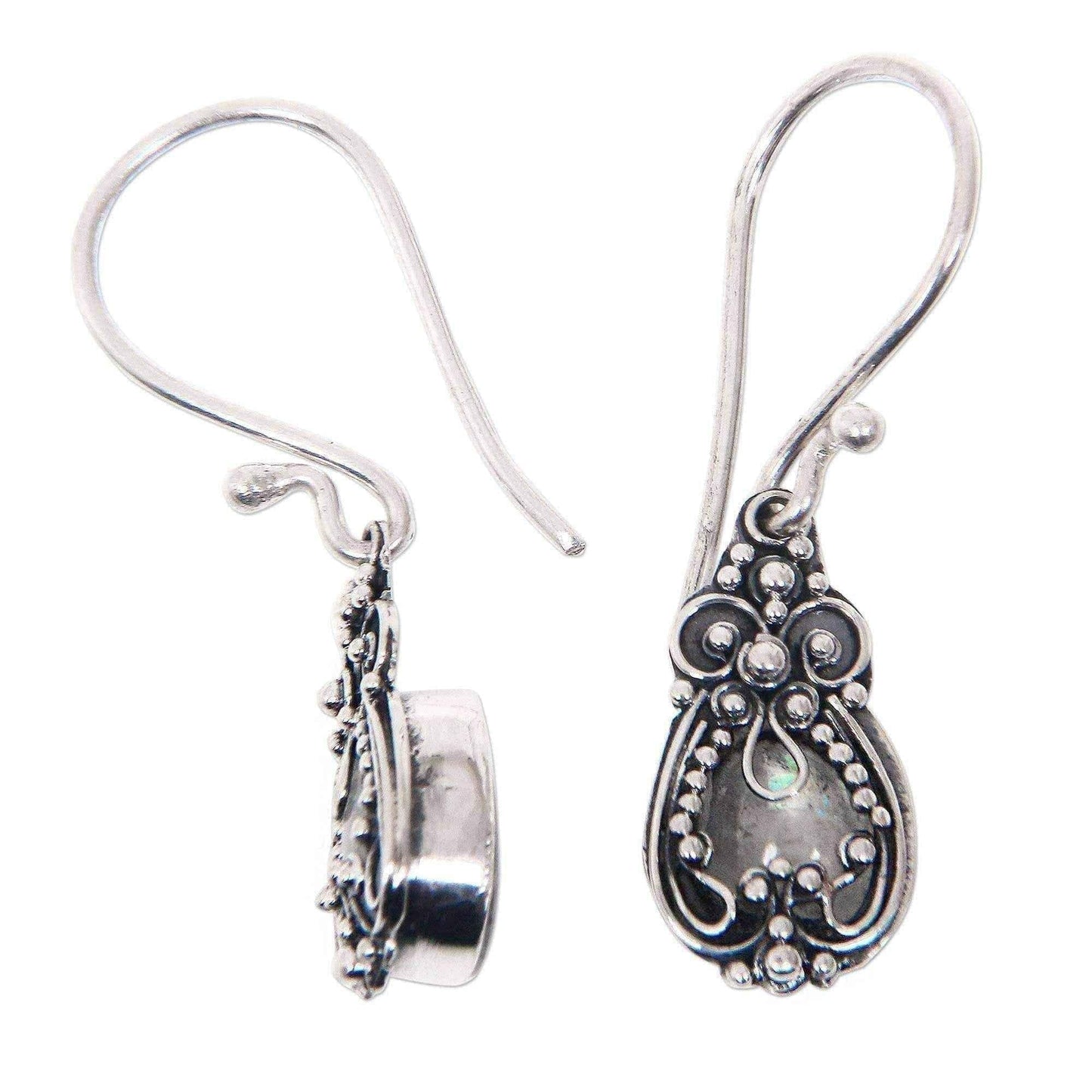 Handmade Sterling Silver 'Moon Flowers' Moonstone Earrings (Indonesia) UK