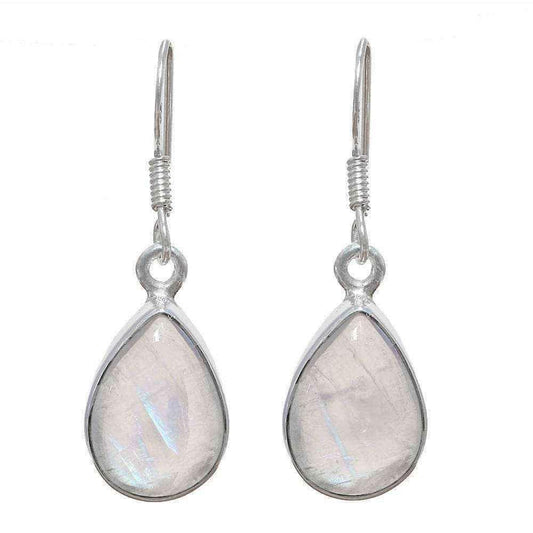 Handmade Sterling Silver Moonstone Teardrop Earrings (India) UK