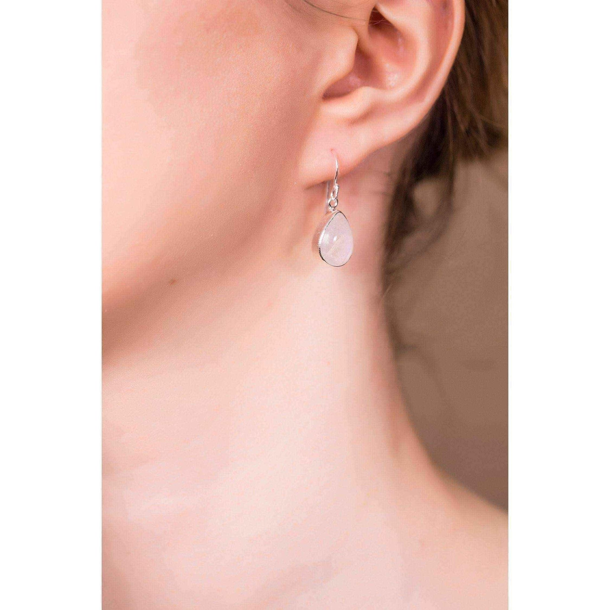 Handmade Sterling Silver Moonstone Teardrop Earrings (India) UK