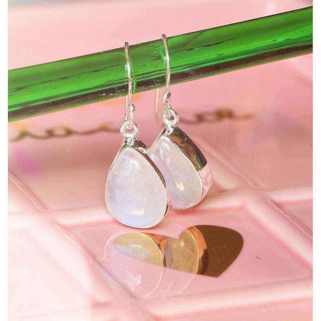 Handmade Sterling Silver Moonstone Teardrop Earrings (India) UK