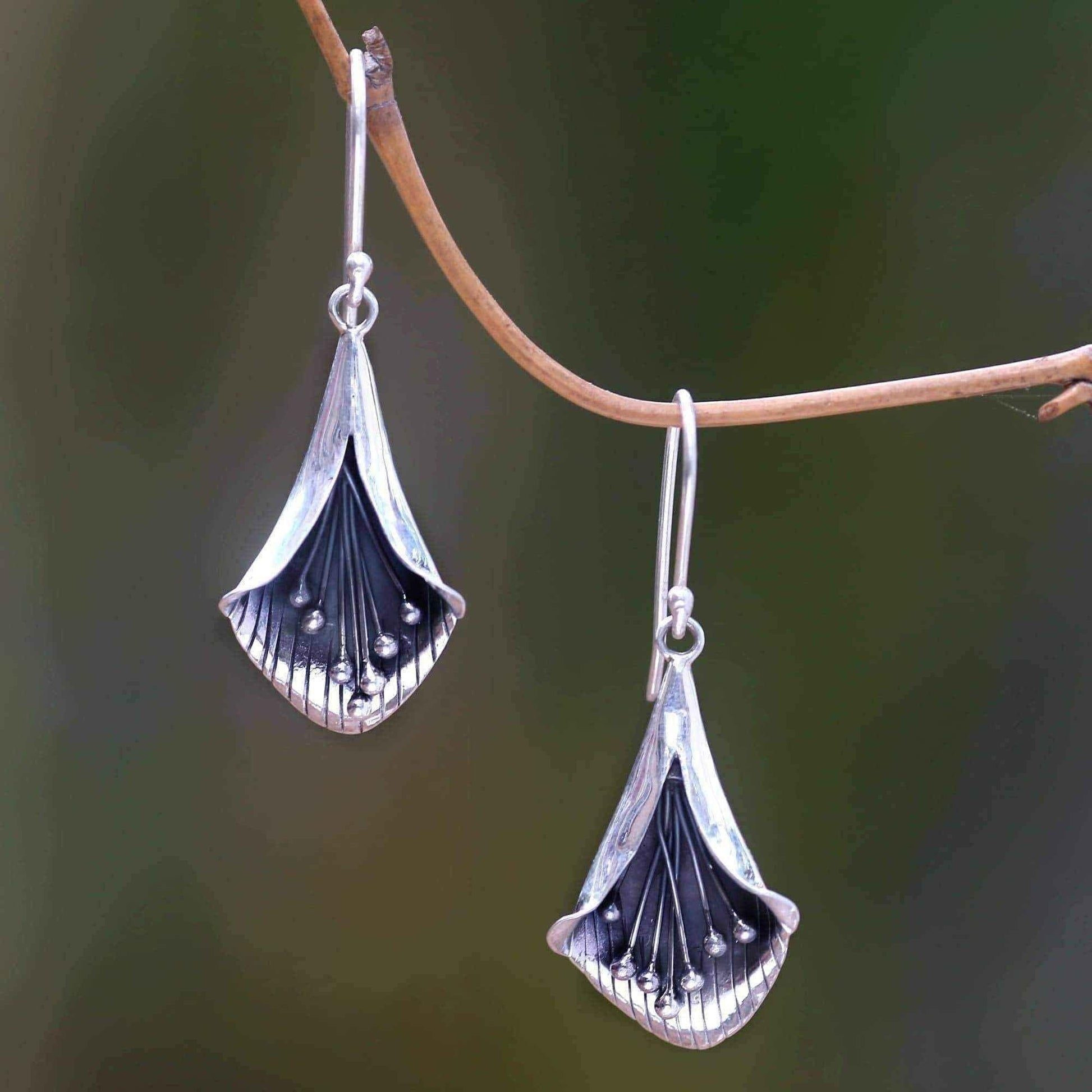 Handmade Sterling Silver 'Nature's Trumpet' Earrings (Indonesia) UK