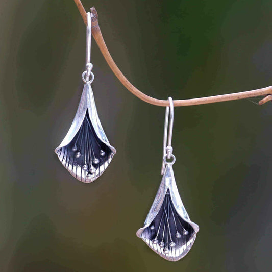 Handmade Sterling Silver 'Nature's Trumpet' Earrings (Indonesia) UK
