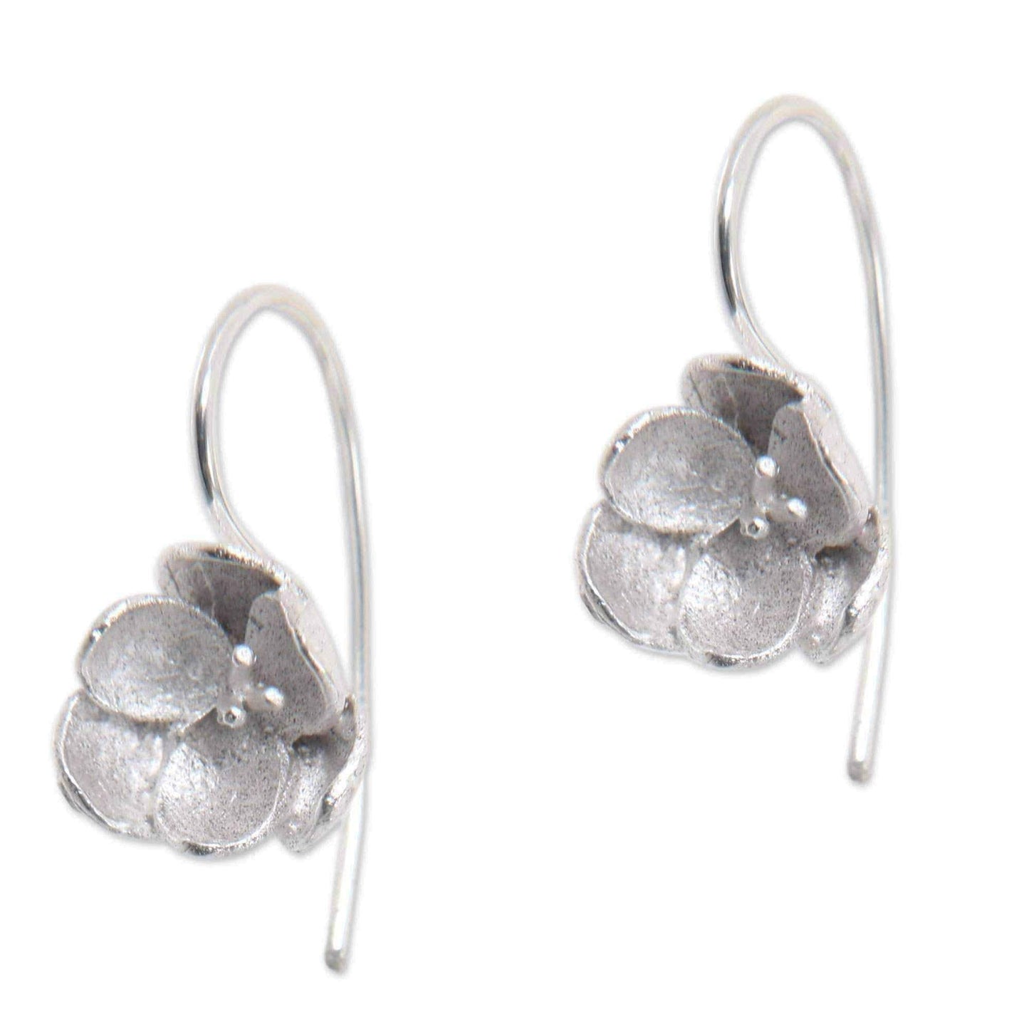 Handmade Sterling Silver 'Petite Camellia' Earrings (Indonesia) UK