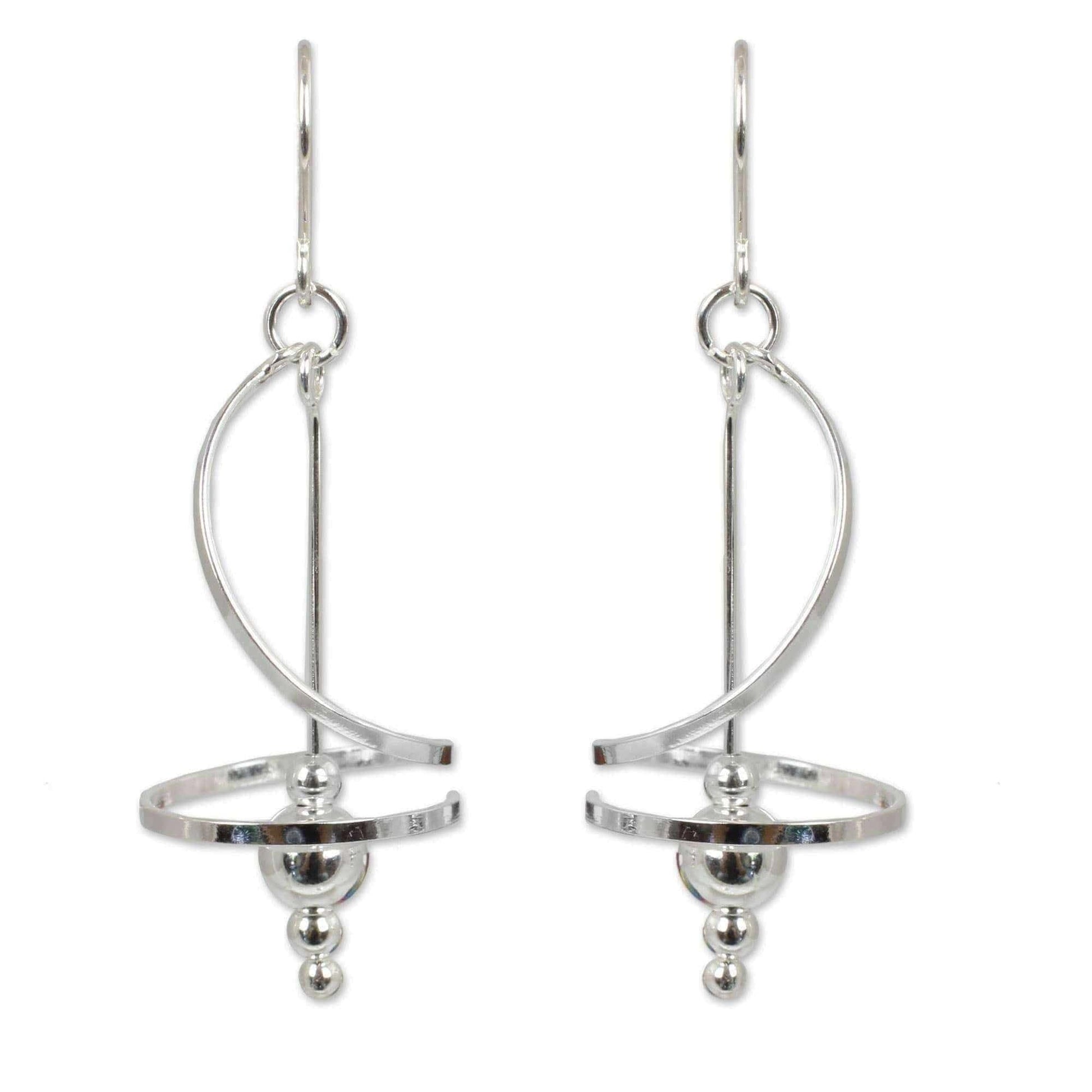 Handmade Sterling Silver Pirouette Drop Swirl/Stately Earrings (Thailand) UK