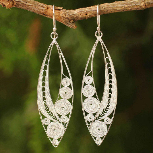 Handmade Sterling Silver Tendrils Dangling Style Earrings UK