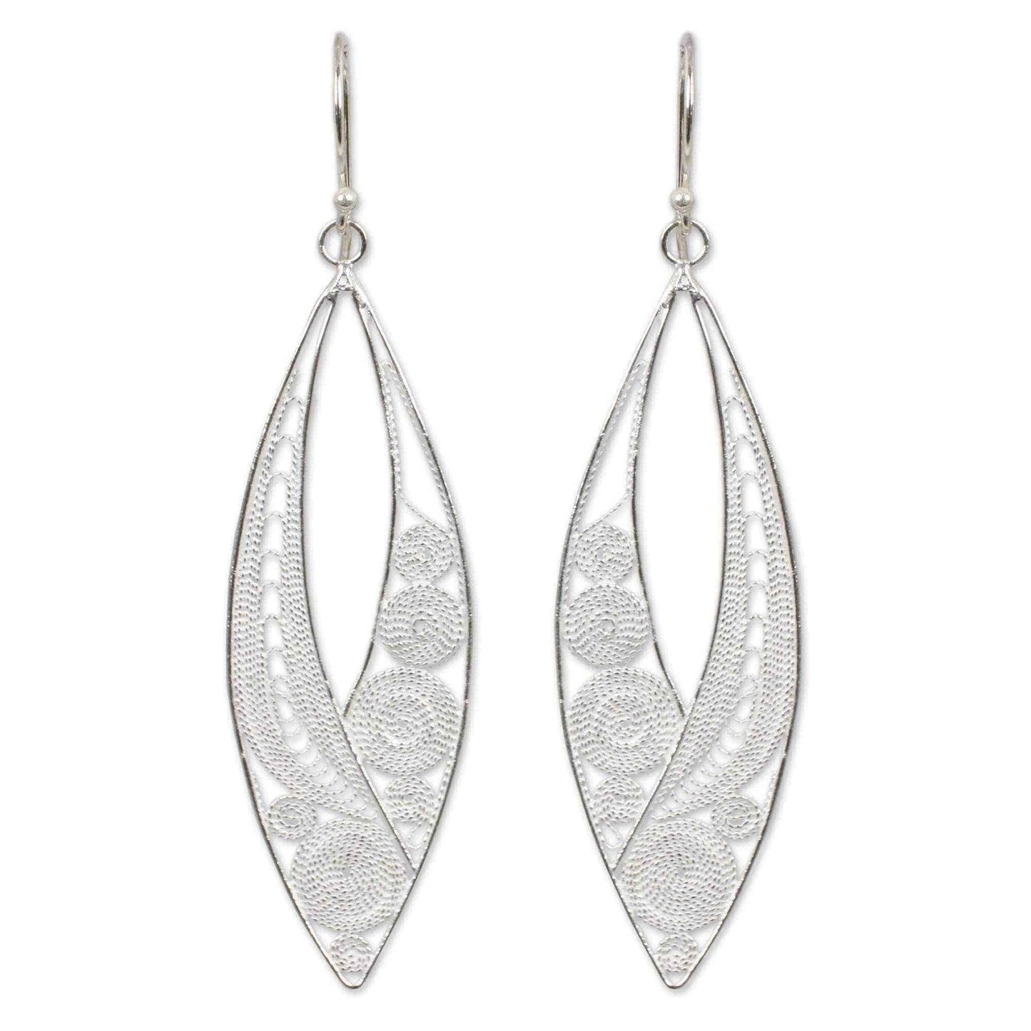 Handmade Sterling Silver Tendrils Dangling Style Earrings UK