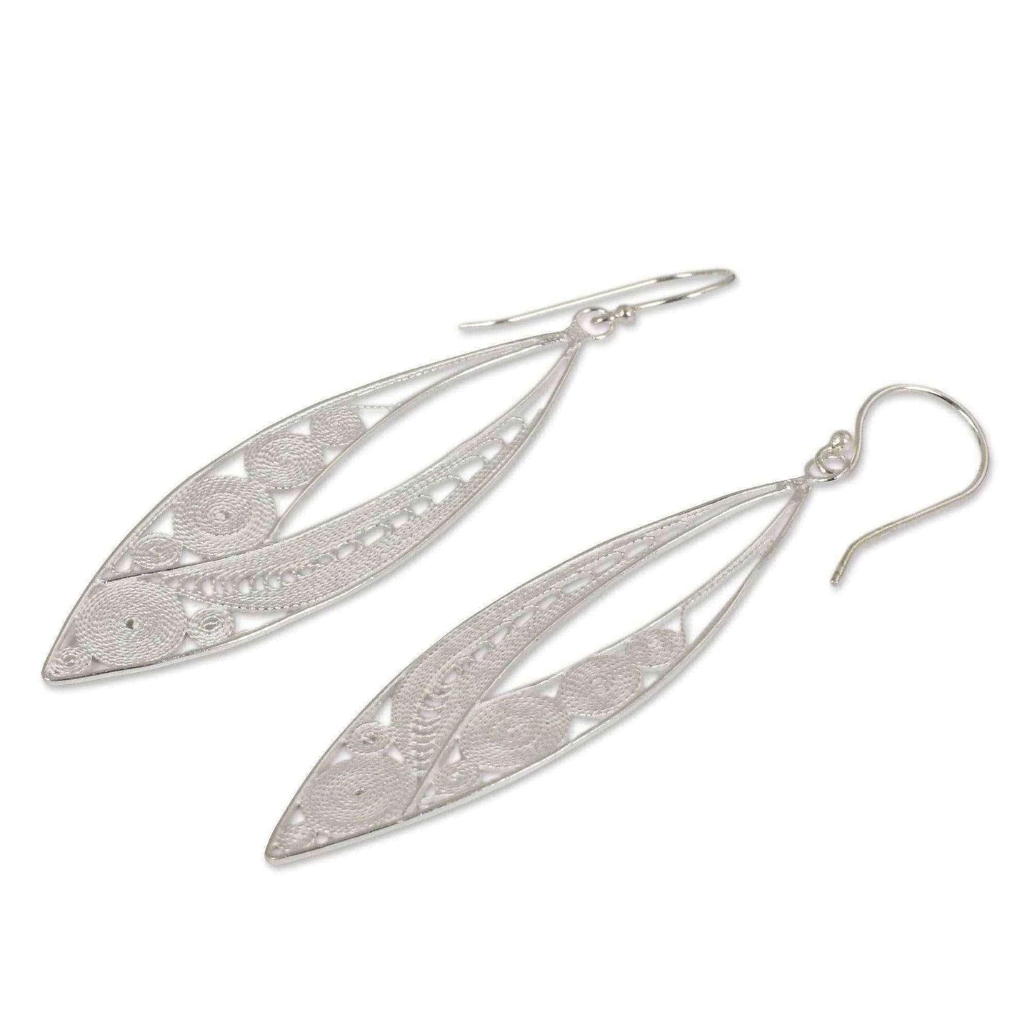 Handmade Sterling Silver Tendrils Dangling Style Earrings UK