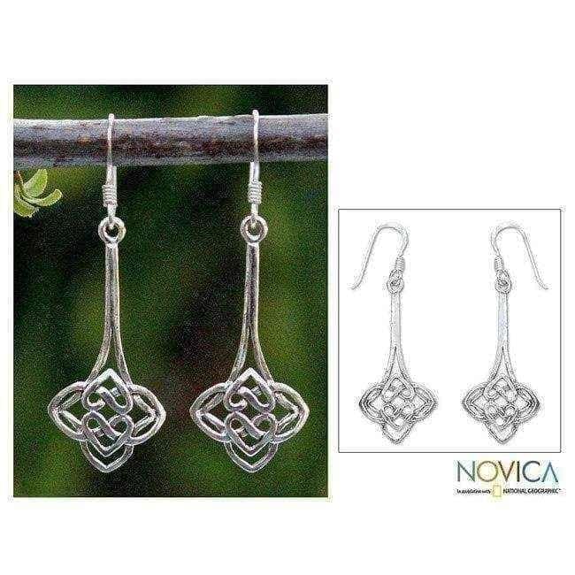 Handmade Sterling Silver 'Tiger Lily' Dangle Earrings (Thailand) UK