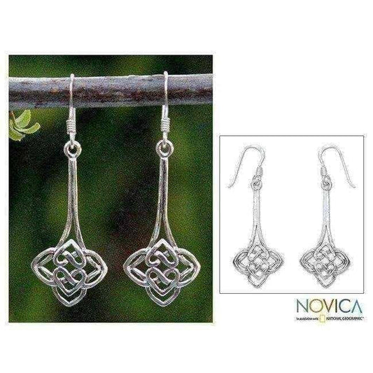 Handmade Sterling Silver 'Tiger Lily' Dangle Earrings (Thailand) UK