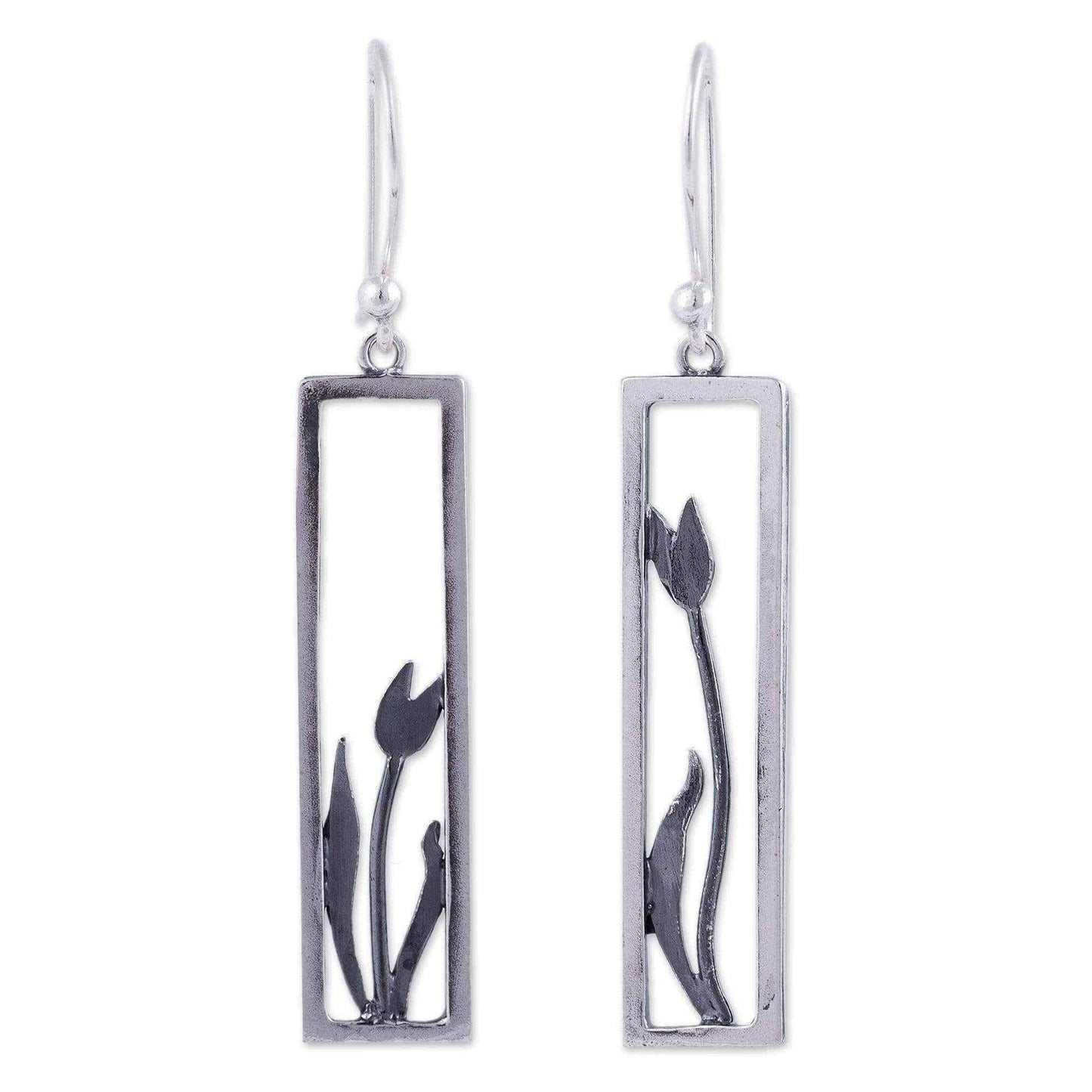 Handmade Sterling Silver 'Tulip in the Window' Earrings (Peru) UK