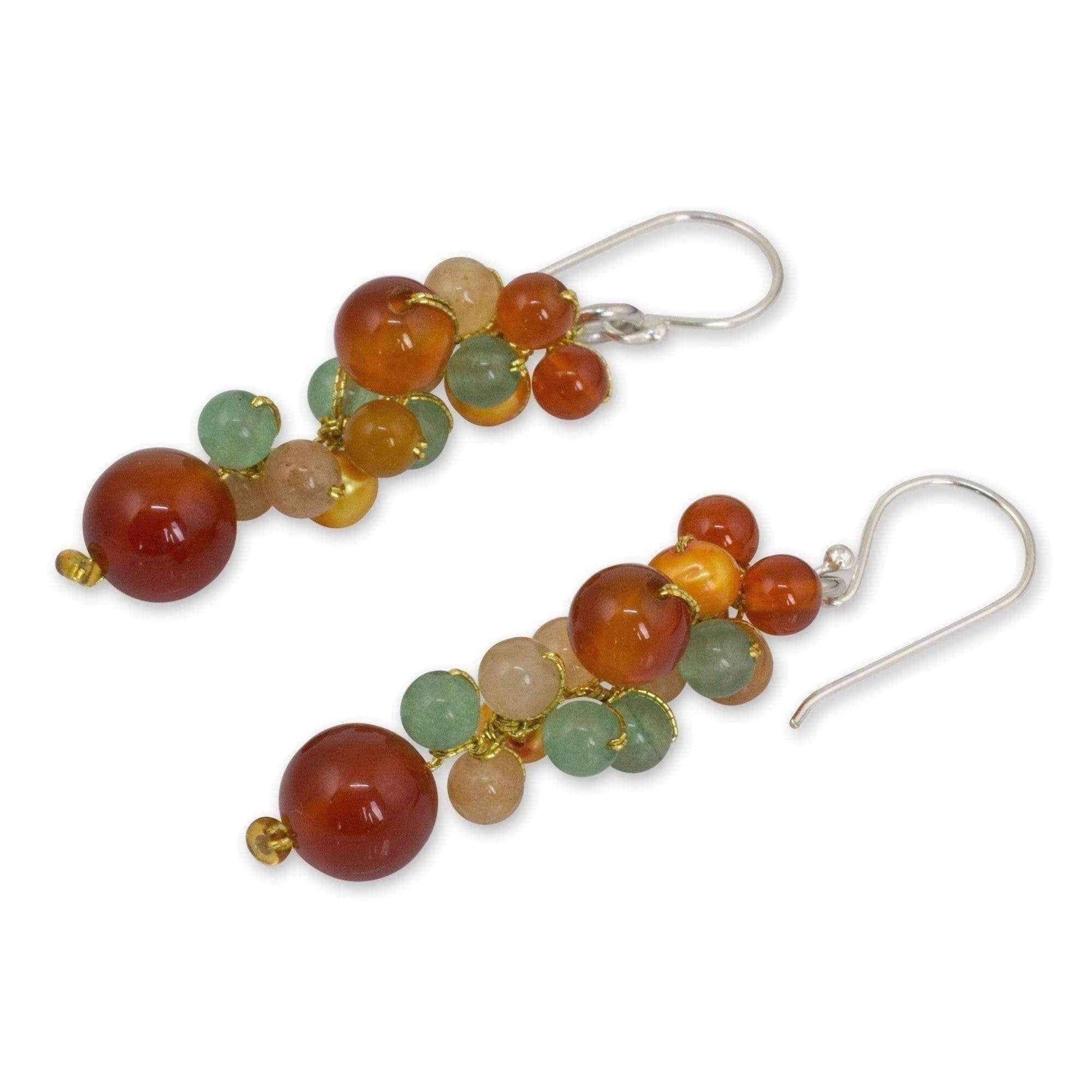 Handmade Sterling Silver 'Vineyard' Multi-gemstone Earrings (4 mm) (Thailand) UK