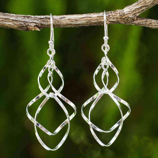 Handmade Sterling Silver 'Whirling Wind' Earrings (Thailand) UK