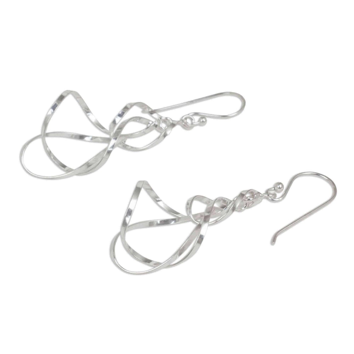 Handmade Sterling Silver 'Whirling Wind' Earrings (Thailand) UK
