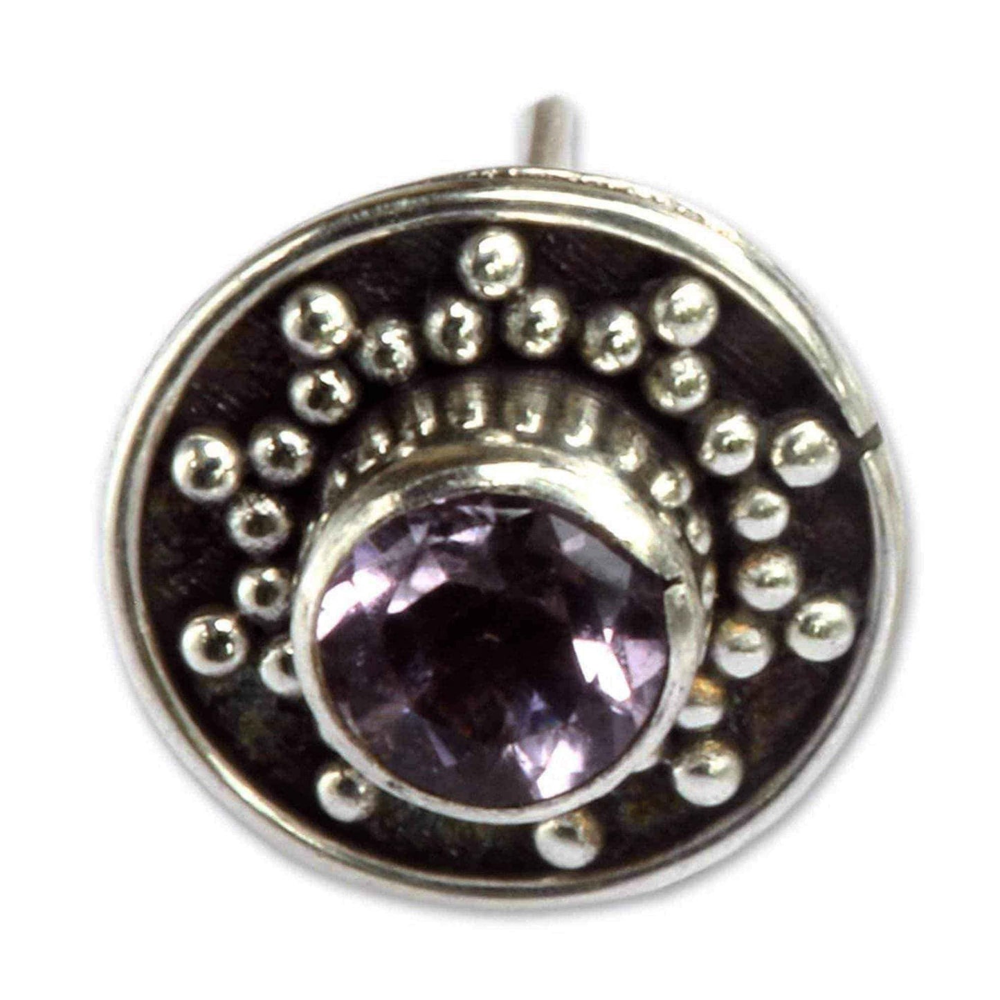 Handmade Sterling Silver 'Winter Halo' Amethyst Earrings (Indonesia) UK