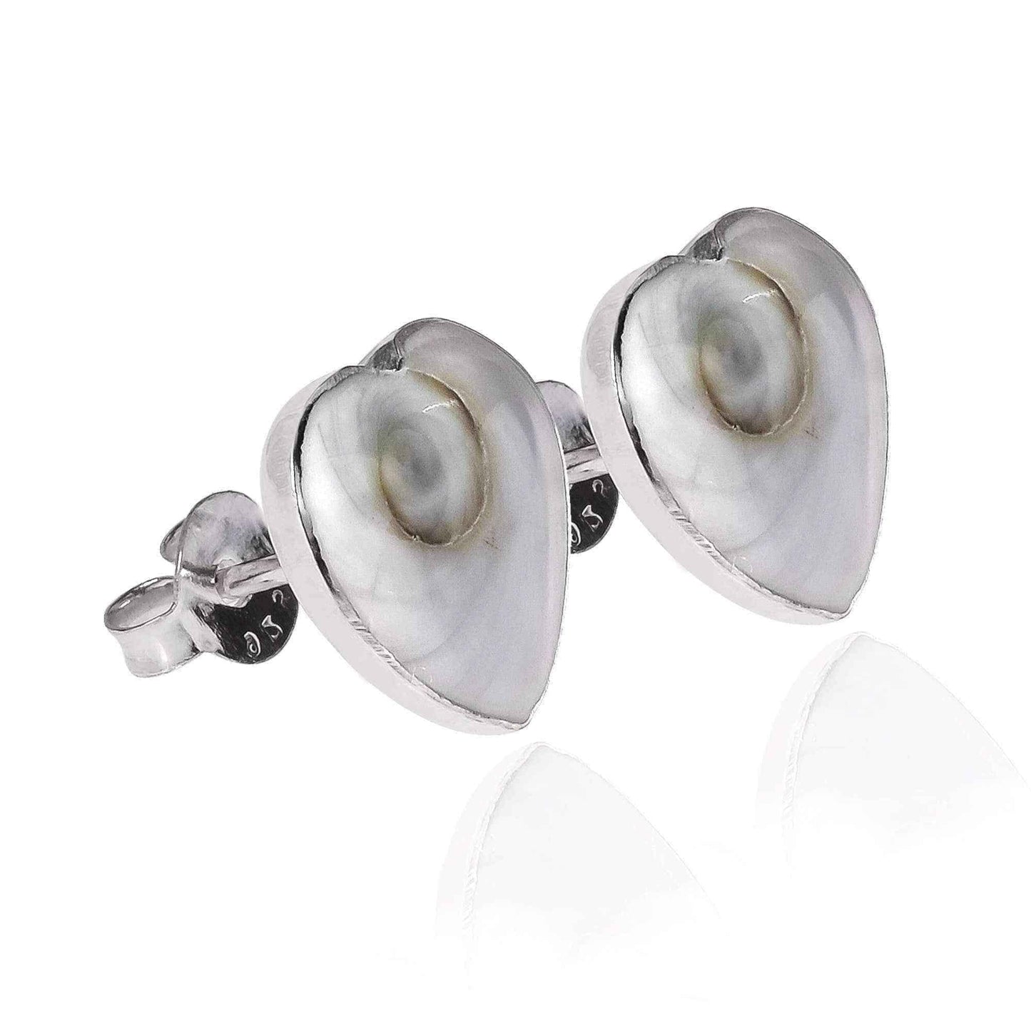 Handmade Swirl Shiva Shell .925 Sterling Silver Stud Earrings (Thailand) UK