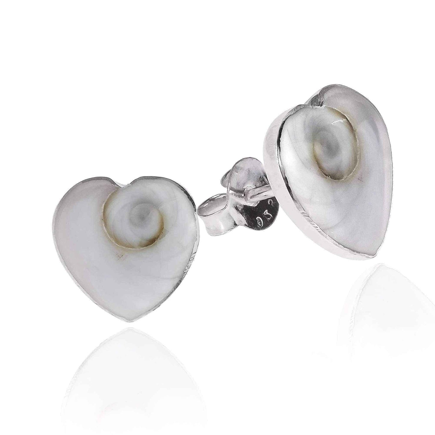 Handmade Swirl Shiva Shell .925 Sterling Silver Stud Earrings (Thailand) UK