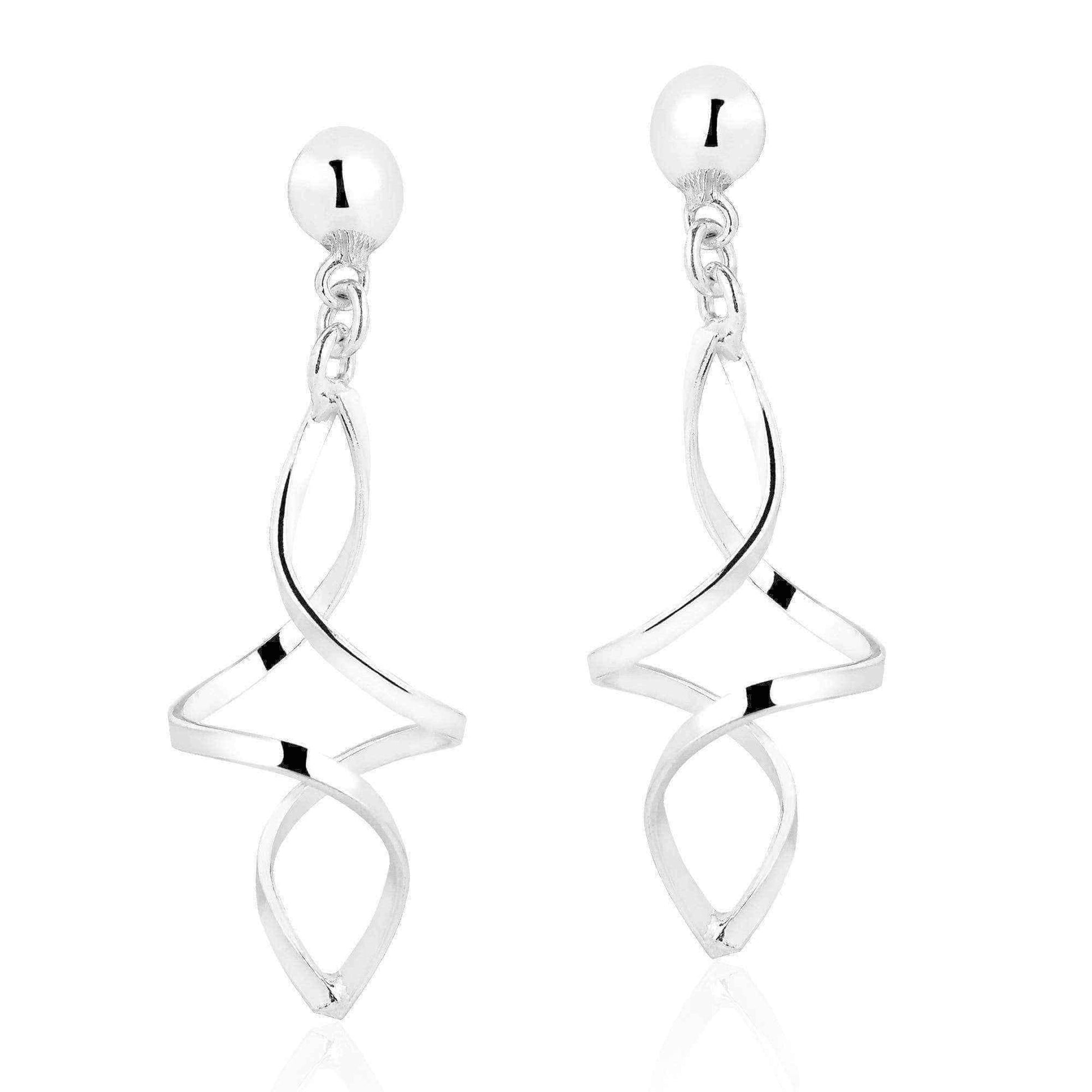 Handmade Swirling Infinity Twist .925 Silver Post Drop Earrings (Thailand) UK