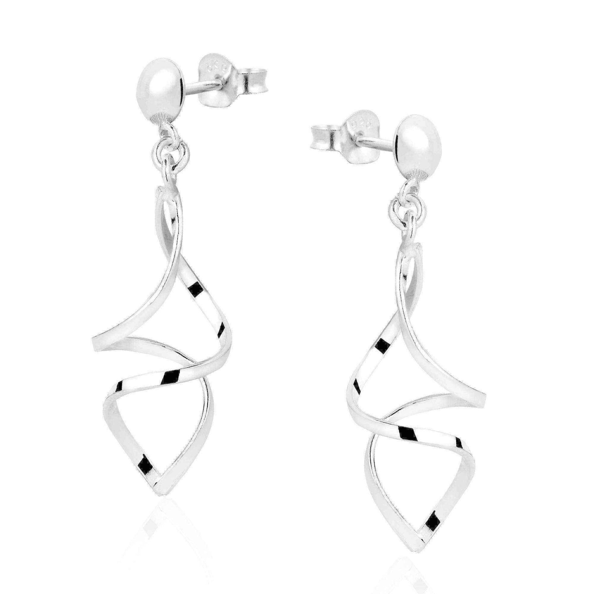 Handmade Swirling Infinity Twist .925 Silver Post Drop Earrings (Thailand) UK