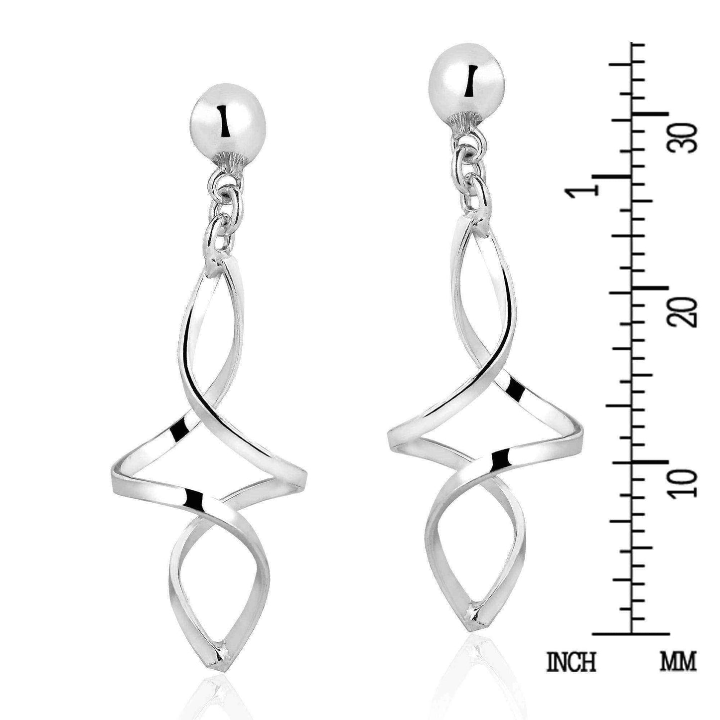 Handmade Swirling Infinity Twist .925 Silver Post Drop Earrings (Thailand) UK