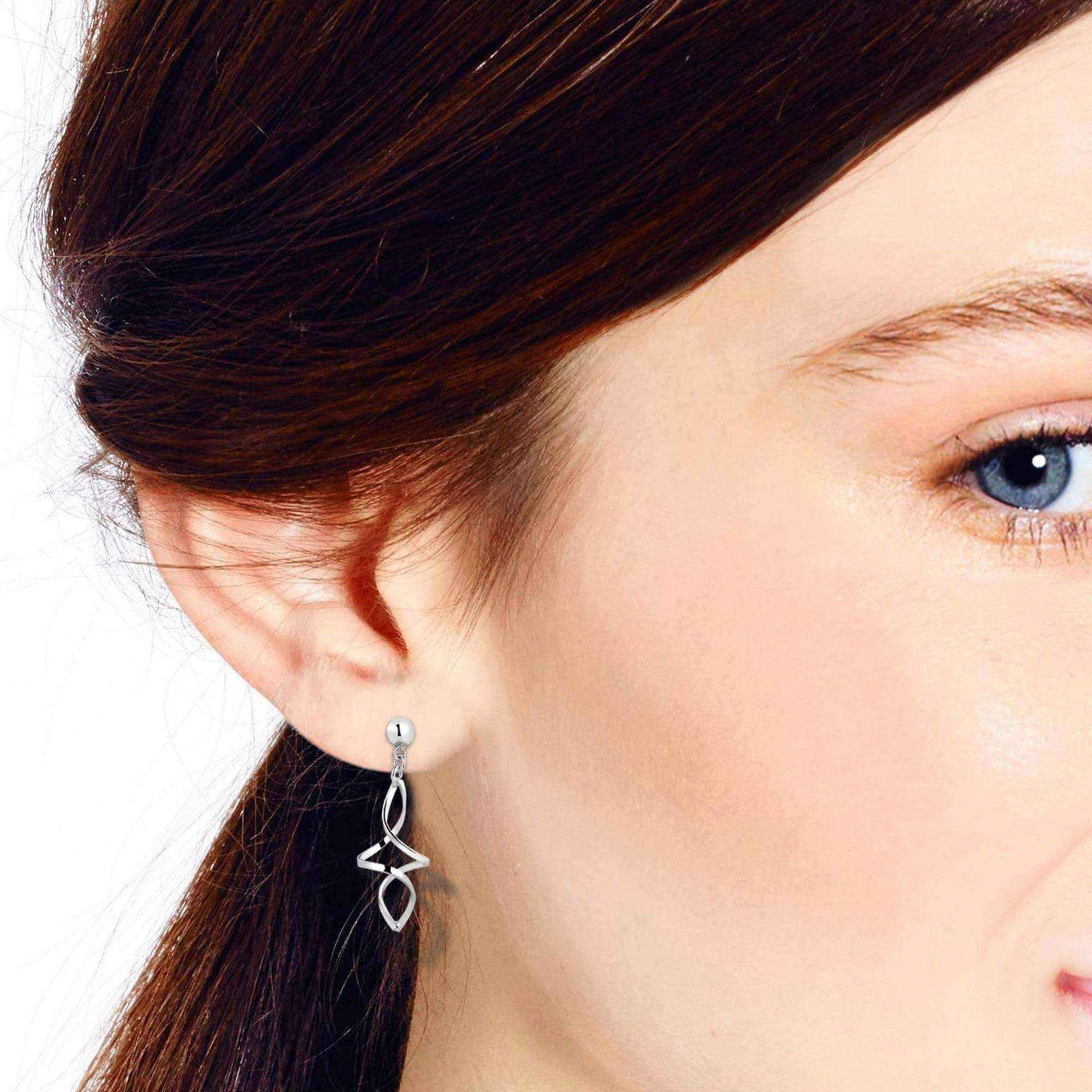 Handmade Swirling Infinity Twist .925 Silver Post Drop Earrings (Thailand) UK